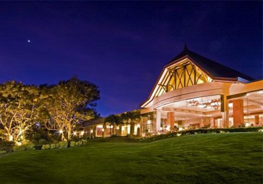 Taal Vista Hotel lit up at night